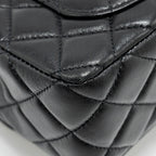 CHANEL DETAILED TOP HANDLE FLAP BAG LAMBSKIN BLACK GHW (MICROCHIP)