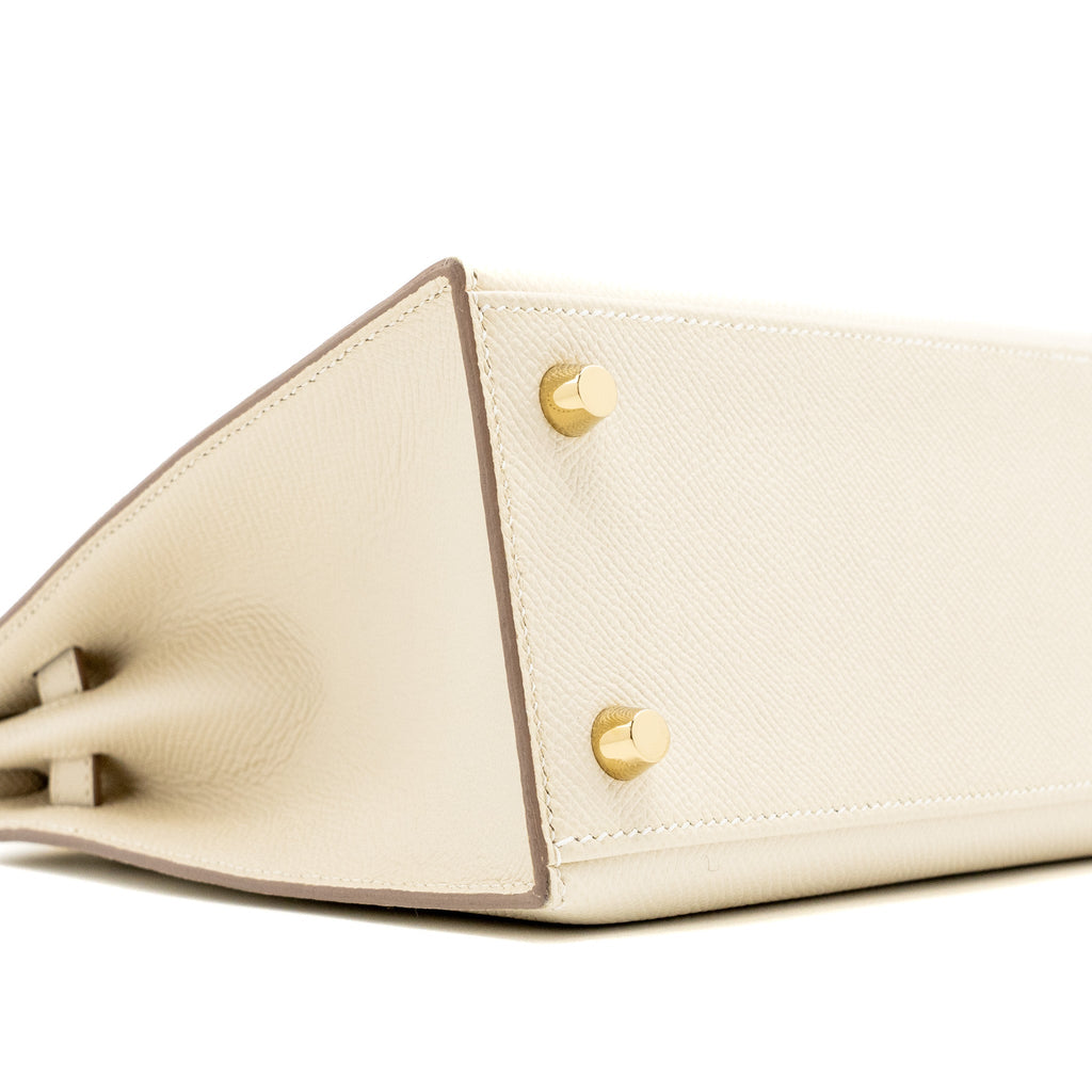 Hermes Kelly 25 Epsom Craie GHW