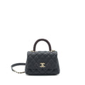 CHANEL COCO HANDLE EXTRA MINI BLACK EMBOSSED HANDLE LGHW
