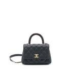 CHANEL COCO HANDLE EXTRA MINI BLACK EMBOSSED HANDLE LGHW
