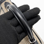 HERMES KELLY 25 SELLIER TOILE QUADRILLE /SWIFT BLACK-BLANC-DESERT / BLACK SHW
