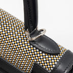Hermes Kelly 25 sellier Toile Quadrille /swift black-blanc-desert / black SHW