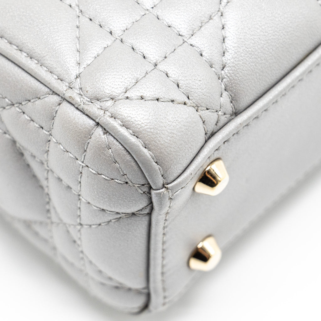 DIOR MINI LADY DIOR LAMBSKIN GREY LGHW