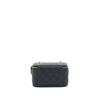 CHANEL CAVIAR SMALL LONG VANITY WITH CHAIN BLACK LGHW
