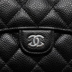 CHANEL CLASSIC COMPACT WALLET CAVIAR BLACK SHW (MICROCHIP)