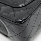 CHANEL TOP HANDLE MINI RECTANGULAR FLAP BAG LAMBSKIN BLACK LGHW (MICROCHIP)