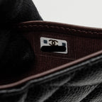 CHANEL CLASSIC COMPACT WALLET CAVIAR BLACK SHW (MICROCHIP)