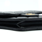 CHANEL TOP HANDLE MINI FLAP CARD HOLDER LAMBSKIN BLACK GHW
