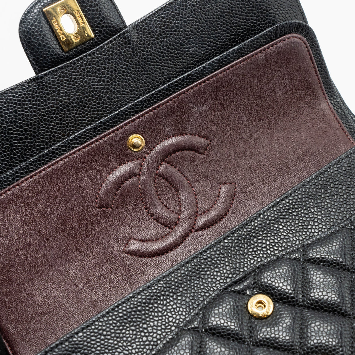 CHANEL MEDIUM CLASSIC DOUBLE FLAP BAG CAVIAR BLACK GHW