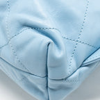 Chanel Small 22 Backpack Shiny Calfskin Sky Blue Brushed SHW (Microchip)