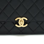 CHANEL 21K GOLD METAL MINI FLAP BAG WITH HANDLE BLACK GHW