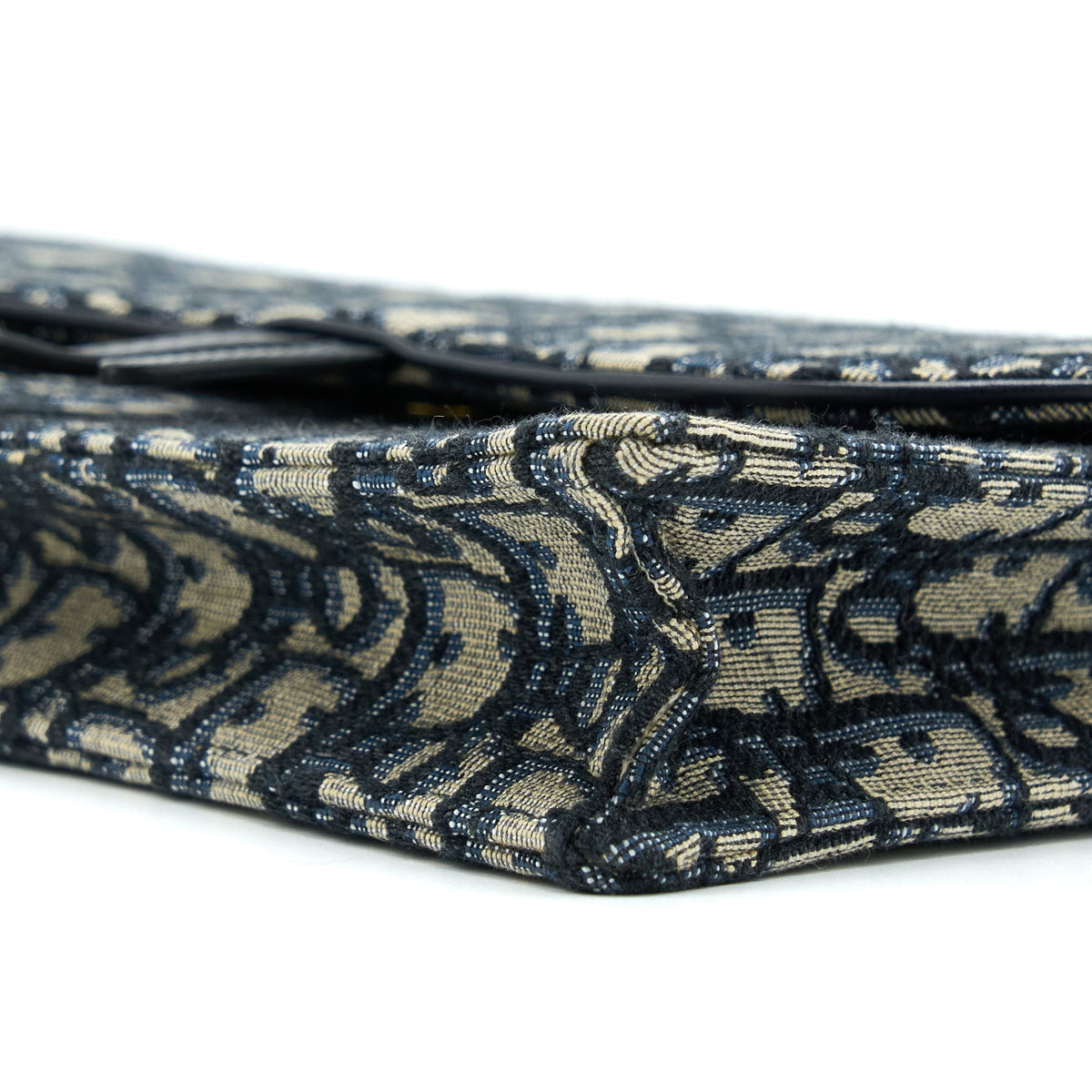 DIOR SADDLE POUCH WITH CHAIN BLUE DIOR OBLIQUE JACQUARD GHW
