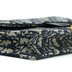 DIOR SADDLE POUCH WITH CHAIN BLUE DIOR OBLIQUE JACQUARD GHW