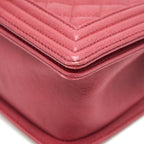CHANEL MEDIUM BOY BAG CAVIAR RASPBERRY RED BRUSHED GHW