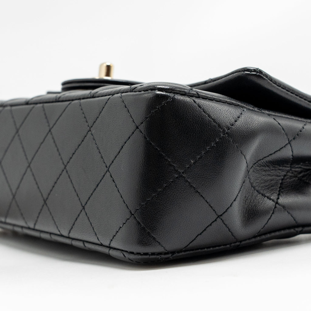 CHANEL MINI RECTANGULAR FLAP BAG LAMBSKIN BLACK LGHW