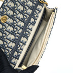 DIOR SADDLE POUCH WITH CHAIN BLUE DIOR OBLIQUE JACQUARD GHW