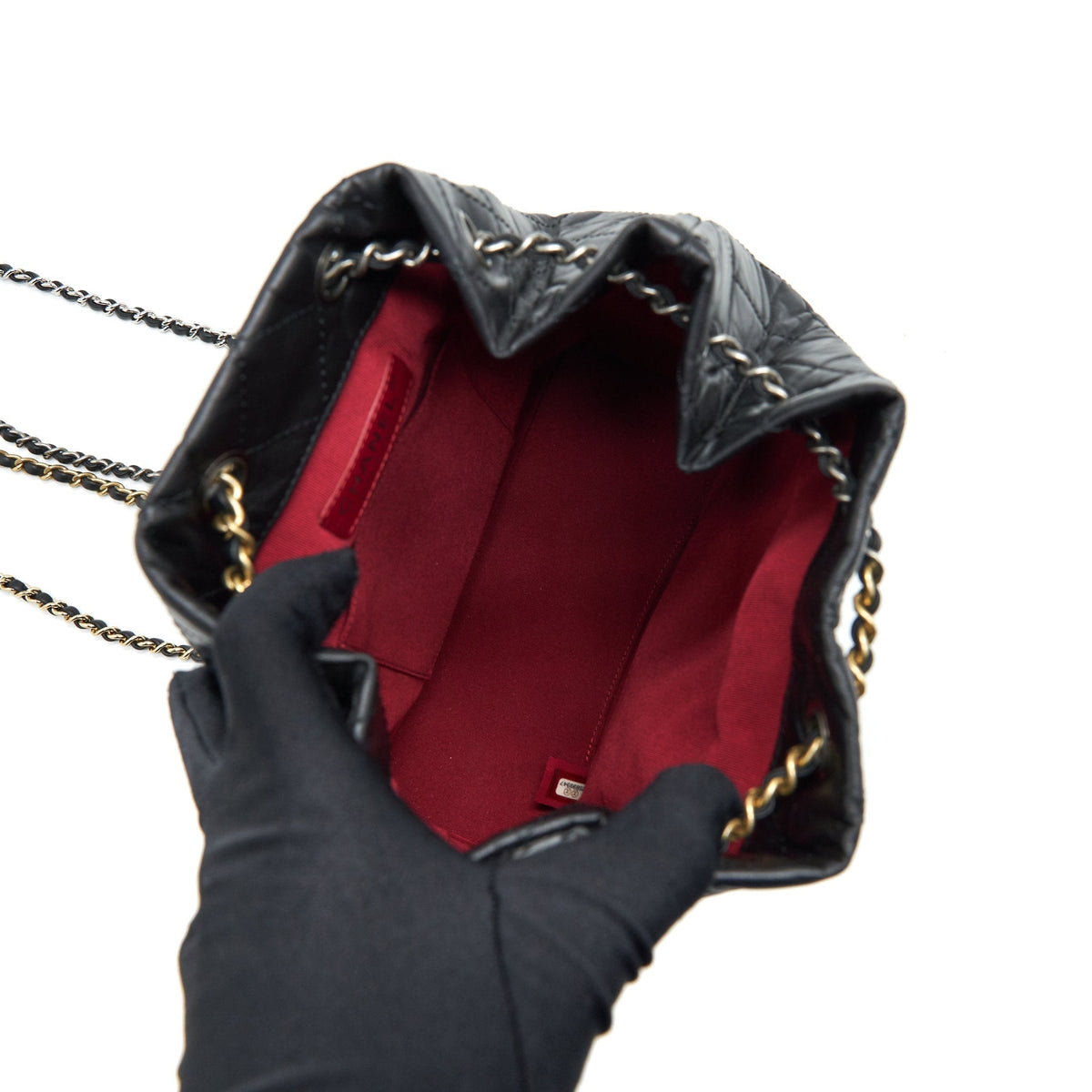 CHANEL GABRIELLE BACKPACK MEDIUM QUILTED CALFSKIN BLACK GOLD/SLIVER HW