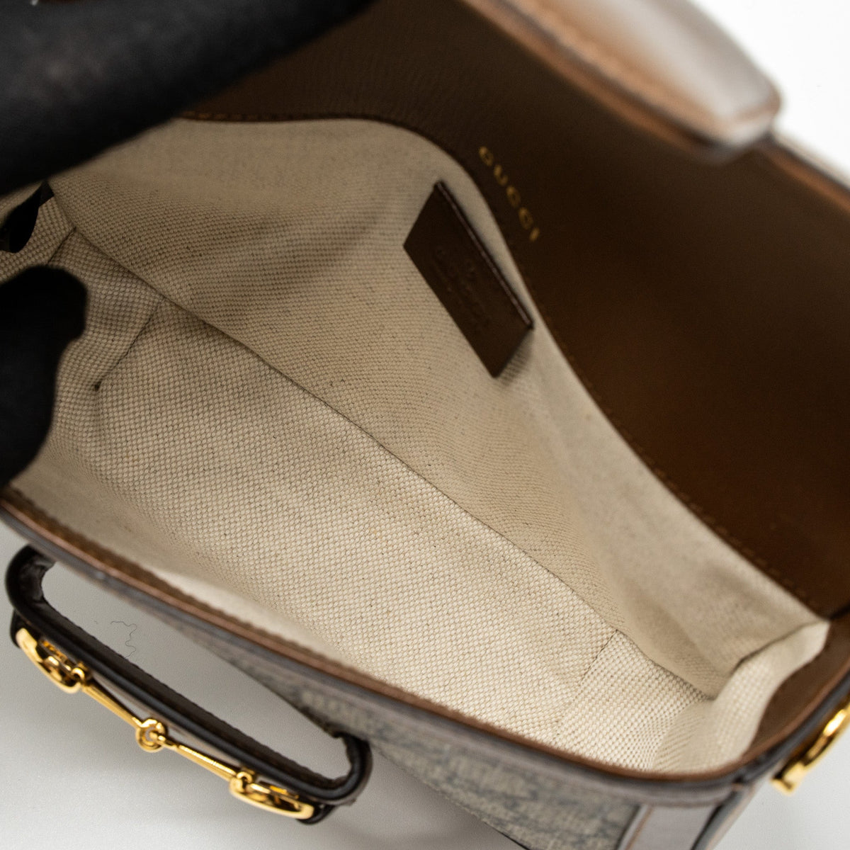 GUCCI HORSEBIT 1955 MINI BAG GG SUPREME CANVAS GHW