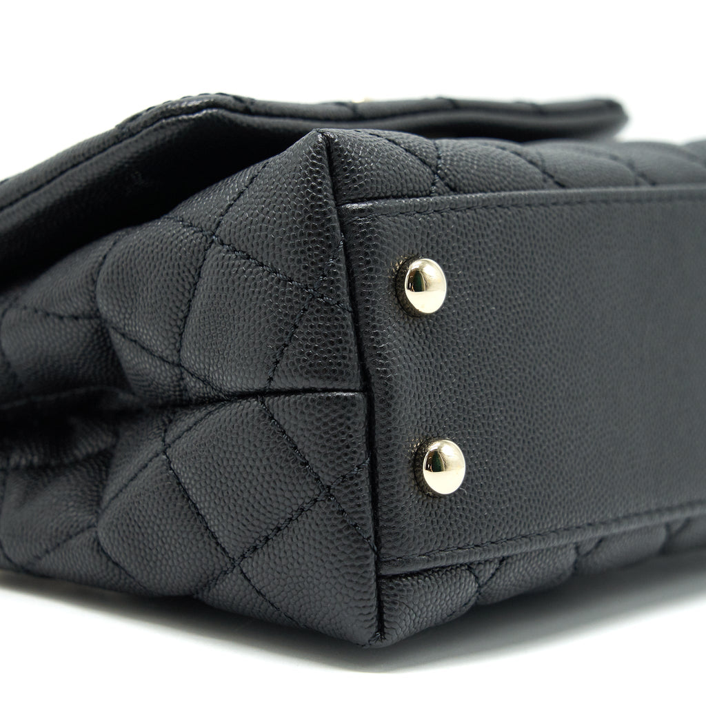 CHANEL COCO HANDLE EXTRA MINI BLACK EMBOSSED HANDLE LGHW