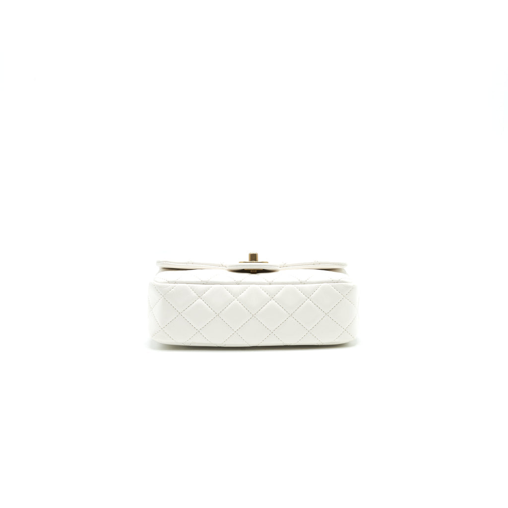 CHANEL PEARL CRUSH RECTANGULAR MINI FLAP BAG WHITE
