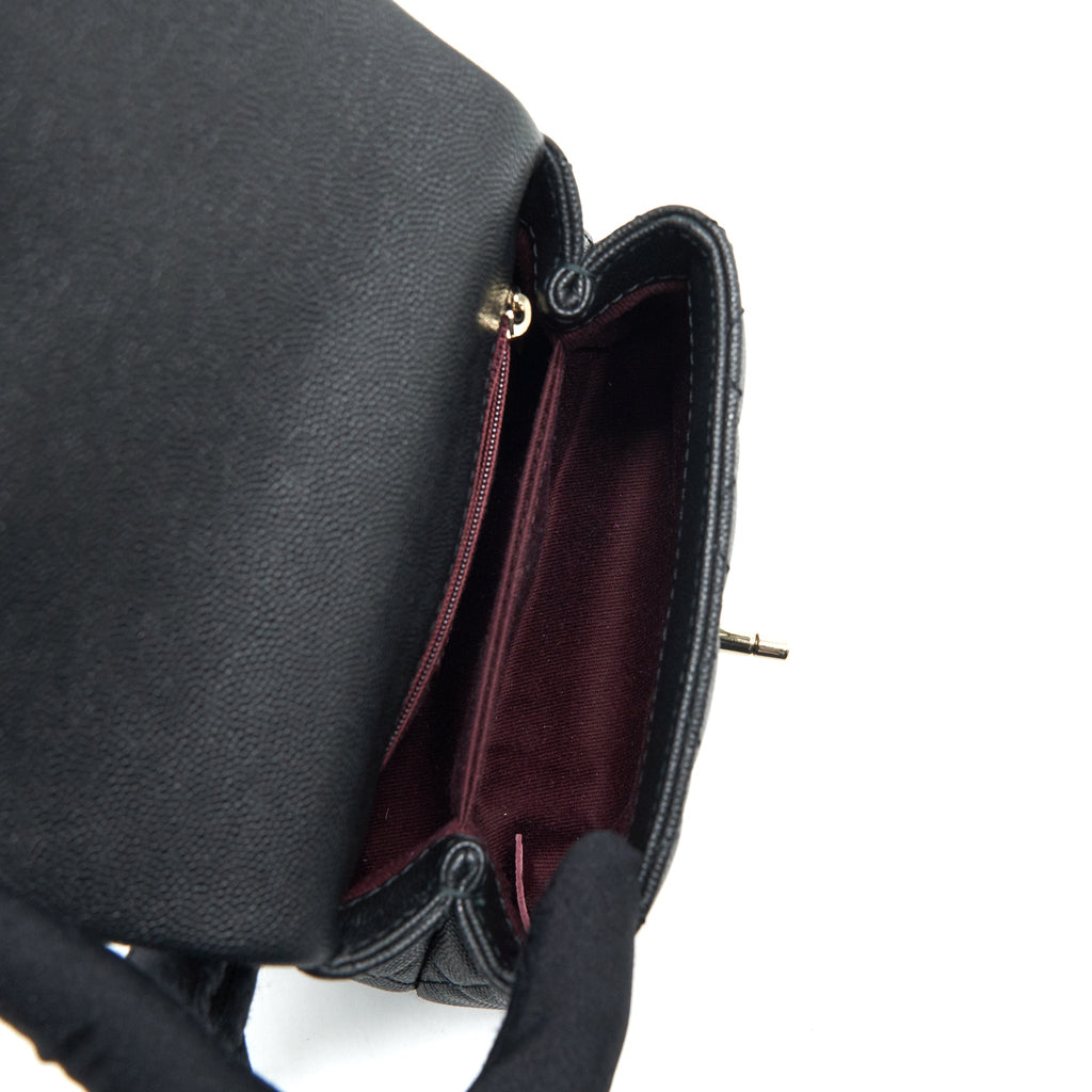 CHANEL COCO HANDLE EXTRA MINI BLACK EMBOSSED HANDLE LGHW