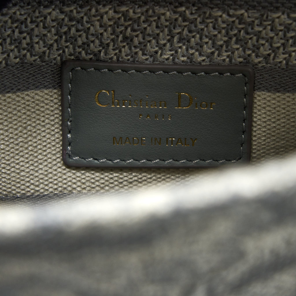 DIOR MEDIUM LADY DIOR BAG D-LITE BAG LIGHT GREY LGHW