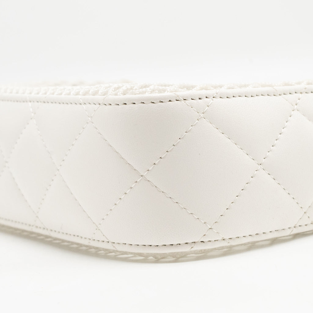 Chanel 25S Clutch with Chain Mesh / Lambskin White LGHW (Microchip)