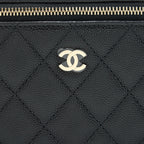CHANEL CAVIAR SMALL LONG VANITY WITH CHAIN BLACK LGHW