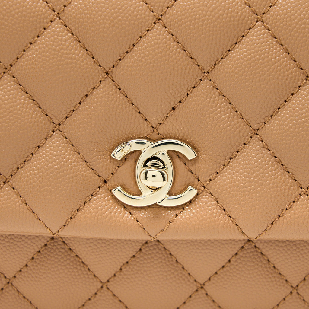 CHANEL SMALL COCO HANDLE CAVIAR BROWN GHW