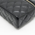 CHANEL 25P CC TOP HANDLE VANITY WITH CHAIN CAVIAR BLACK LGHW (MICROCHIP)
