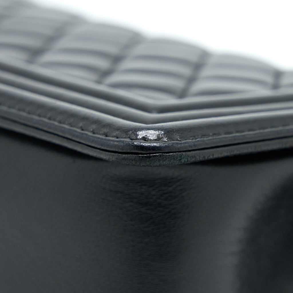 CHANEL MEDIUM BOY BAG LAMBSKIN BLACK RUTHENIUM SHW