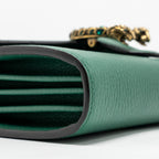GUCCI MINI DIONYSUS WALLET ON CHAIN CALFSKIN GREEN MULTICOLOUR HARDWARE