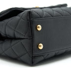 CHANEL MINI COCO HANDLE CAVIAR LEATHER WITH PYTHON HANDLE BLACK GHW