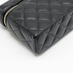 CHANEL 25P CC TOP HANDLE VANITY WITH CHAIN CAVIAR BLACK LGHW (MICROCHIP)