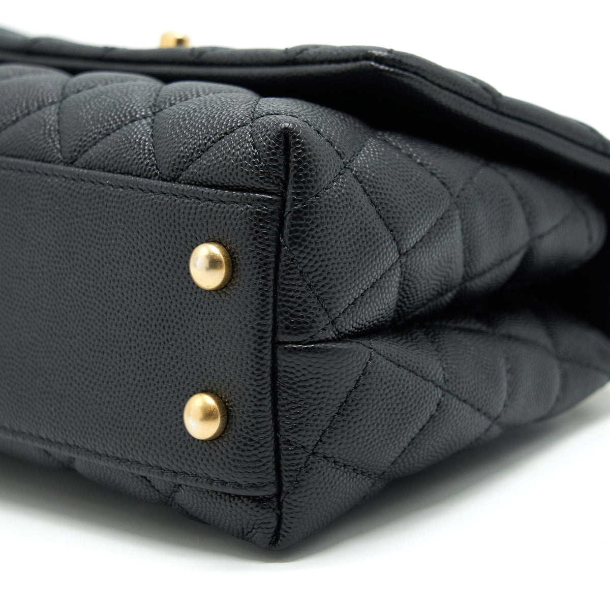CHANEL MINI COCO HANDLE CAVIAR LEATHER WITH PYTHON HANDLE BLACK GHW