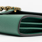 GUCCI MINI DIONYSUS WALLET ON CHAIN CALFSKIN GREEN MULTICOLOUR HARDWARE
