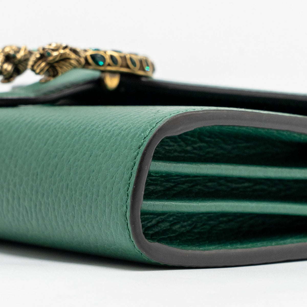 GUCCI MINI DIONYSUS WALLET ON CHAIN CALFSKIN GREEN MULTICOLOUR HARDWARE