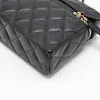 CHANEL 25P CC TOP HANDLE VANITY WITH CHAIN CAVIAR BLACK LGHW (MICROCHIP)