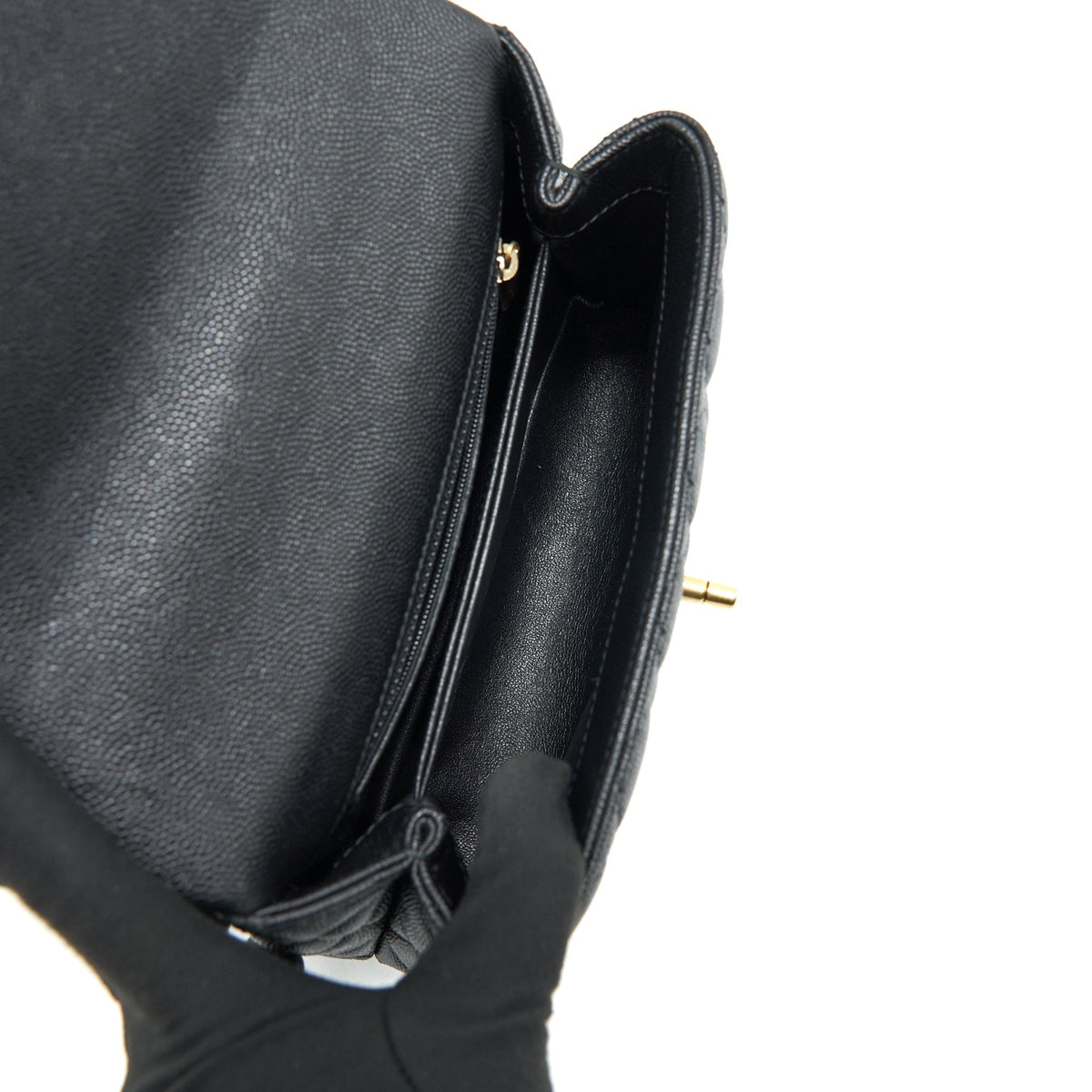CHANEL MINI COCO HANDLE CAVIAR LEATHER WITH PYTHON HANDLE BLACK GHW