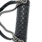 CHANEL MEDIUM BOY BAG LAMBSKIN BLACK RUTHENIUM SHW