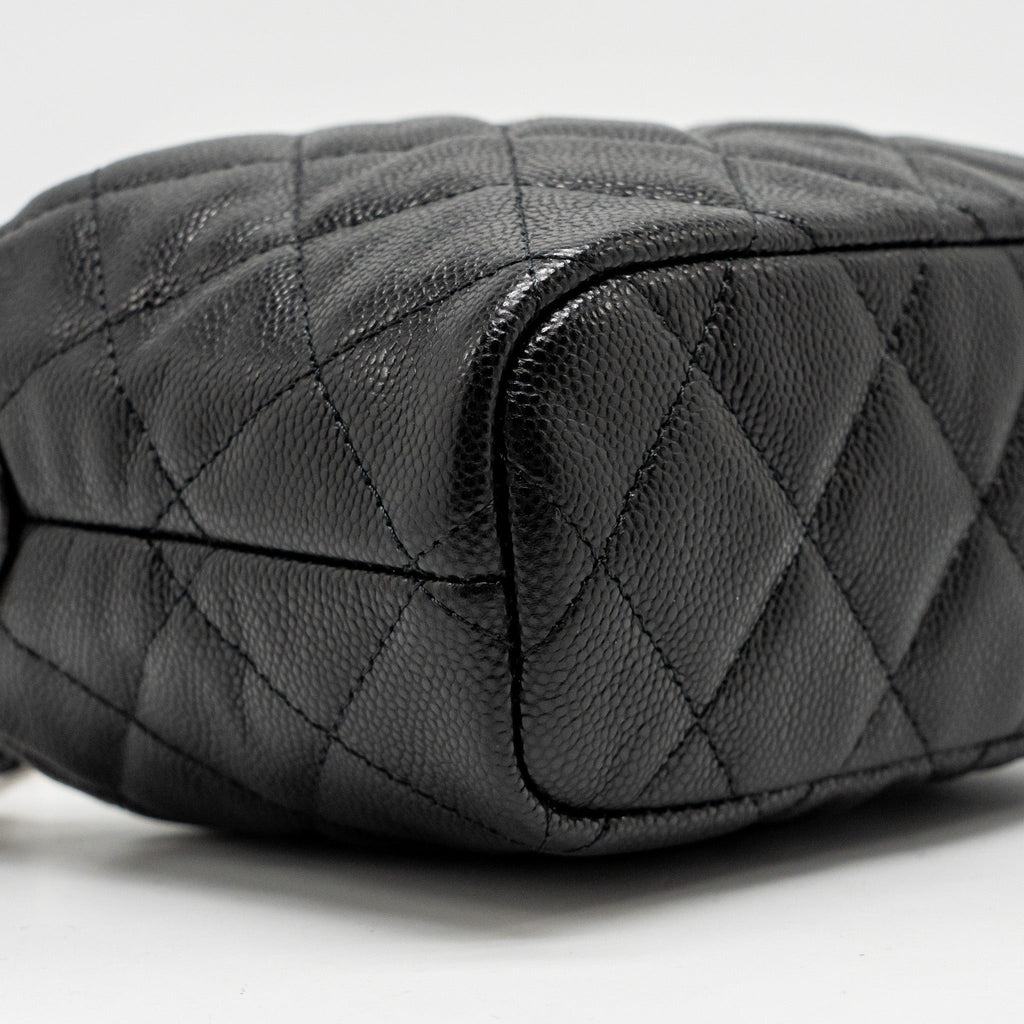 CHANEL QUILTED HOBO BAG CAVIAR BLACK GHW (MICROCHIP)