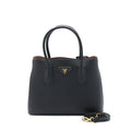 PRADA SAFFIANO DOUBLE BAG CALFSKIN BLACK GHW