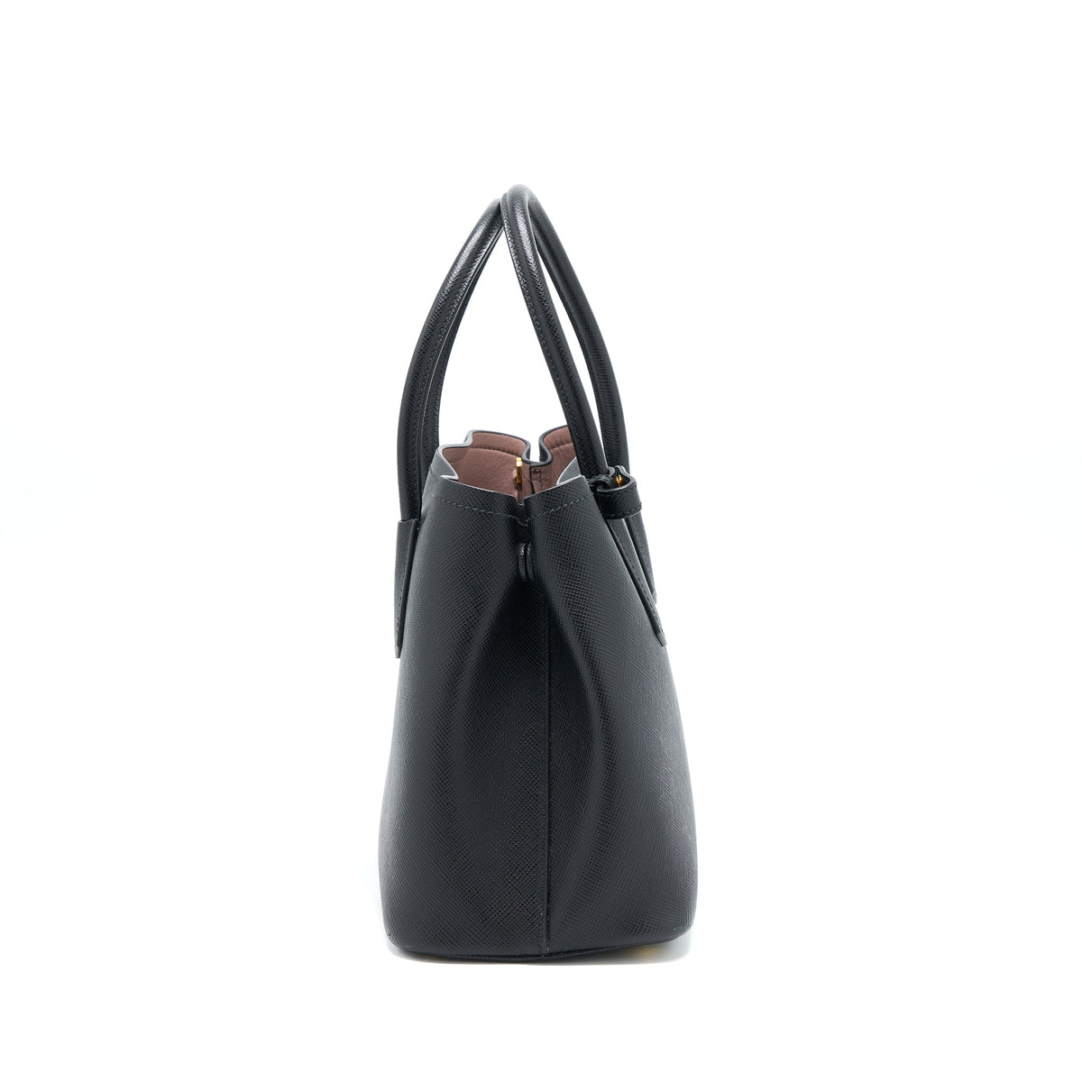 PRADA SAFFIANO DOUBLE BAG CALFSKIN BLACK GHW