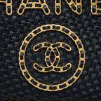 CHANEL BLACK RAFFIA DEAUVILLE TOTE BAG GHW