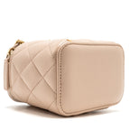 CHANEL PEARL CRUSH MINI VANITY WITH CHAIN LAMBSKIN LIGHT BEIGE GHW