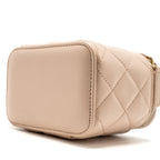 CHANEL PEARL CRUSH MINI VANITY WITH CHAIN LAMBSKIN LIGHT BEIGE GHW