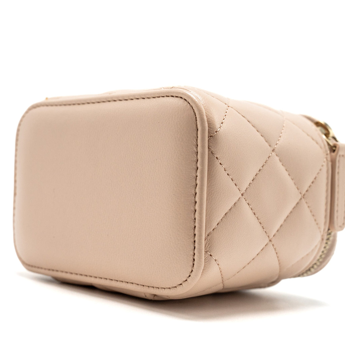 CHANEL PEARL CRUSH MINI VANITY WITH CHAIN LAMBSKIN LIGHT BEIGE GHW