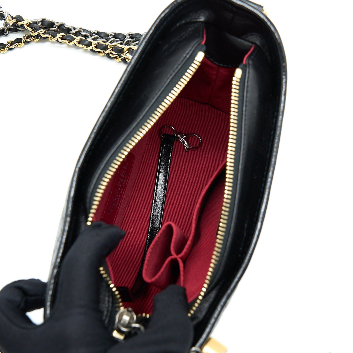 CHANEL SMALL GABRIELLE HOBO BAG BLACK WITH MULTICOLOUR HARDWARE (MICROCHIP)