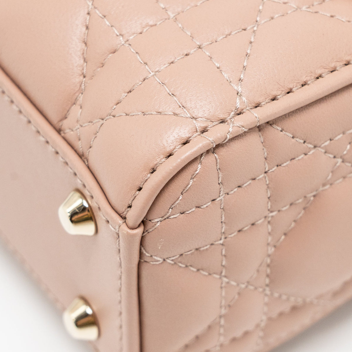 DIOR MINI LADY DIOR LAMBSKIN BLUSH LGHW
