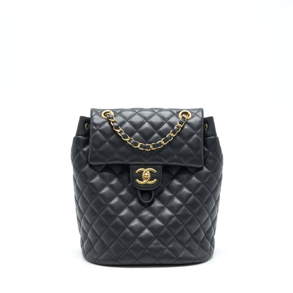 CHANEL QUILTED BACKPACK CALFSKIN BLACK GHW